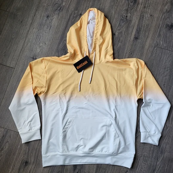 Dip Dye Hoodie Yellow & White {Medium} - Picture 1 of 11
